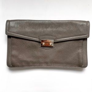 COLE HAAN Gray Leather Clutch Purse